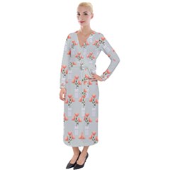 Pattern Non Seamless Floral Flowers Velvet Maxi Wrap Dress by Pakrebo