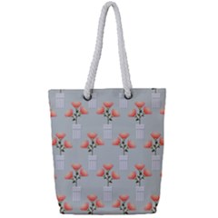 Pattern Non Seamless Floral Flowers Full Print Rope Handle Tote (small) by Pakrebo