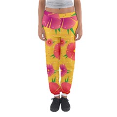 Background Flowers Floral Pattern Women s Jogger Sweatpants