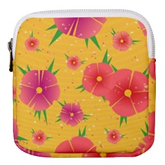 Background Flowers Floral Pattern Mini Square Pouch