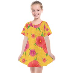 Background Flowers Floral Pattern Kids  Smock Dress