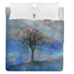 Tree Moon Sky Watercolor Painting Duvet Cover Double Side (queen Size) by Pakrebo