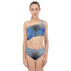 Tree Moon Sky Watercolor Painting Spliced Up Two Piece Swimsuit by Pakrebo