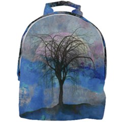 Tree Moon Sky Watercolor Painting Mini Full Print Backpack by Pakrebo