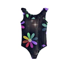 Illustrations Background Floral Flowers Kids  Frill Swimsuit by Pakrebo