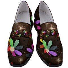 Illustrations Background Floral Flowers Women s Chunky Heel Loafers