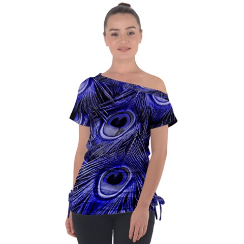 Peacock Feathers Color Plumage Tie-up Tee by Pakrebo