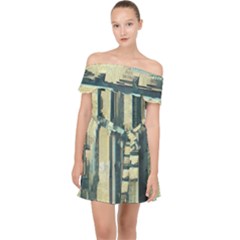 Texture Abstract Buildings Off Shoulder Chiffon Dress by Pakrebo