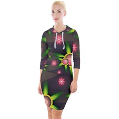 Non Seamless Pattern Background Quarter Sleeve Hood Bodycon Dress