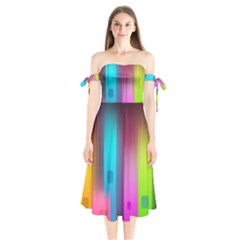 Abstract Background Colorful Shoulder Tie Bardot Midi Dress by Pakrebo