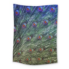 Peacock Feathers Colorful Feather Medium Tapestry by Pakrebo