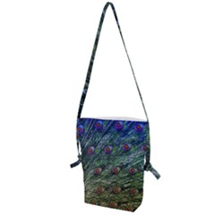 Peacock Feathers Colorful Feather Folding Shoulder Bag by Pakrebo