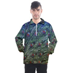 Peacock Feathers Colorful Feather Men s Half Zip Pullover