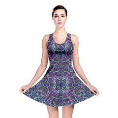 Pattern Fire Purple Repeating Reversible Skater Dress by Pakrebo