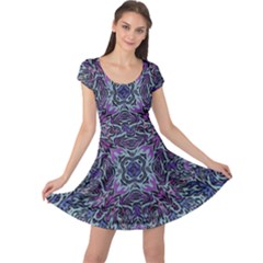 Pattern Fire Purple Repeating Cap Sleeve Dress by Pakrebo