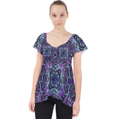 Pattern Fire Purple Repeating Lace Front Dolly Top by Pakrebo