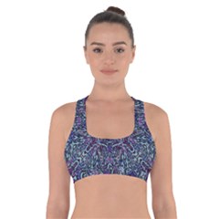 Pattern Fire Purple Repeating Cross Back Sports Bra by Pakrebo