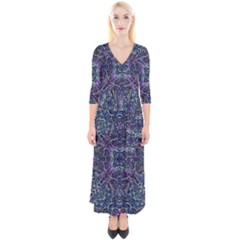 Pattern Fire Purple Repeating Quarter Sleeve Wrap Maxi Dress by Pakrebo