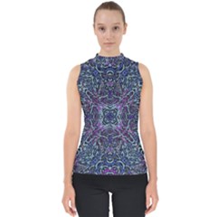 Pattern Fire Purple Repeating Mock Neck Shell Top by Pakrebo