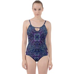 Pattern Fire Purple Repeating Cut Out Top Tankini Set by Pakrebo