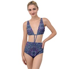 Pattern Fire Purple Repeating Tied Up Two Piece Swimsuit by Pakrebo