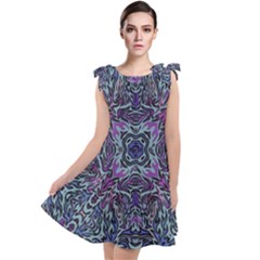 Pattern Fire Purple Repeating Tie Up Tunic Dress by Pakrebo