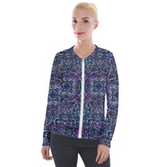 Pattern Fire Purple Repeating Velour Zip Up Jacket by Pakrebo