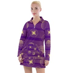 Background Purple Lines Decorative Women s Long Sleeve Casual Dress