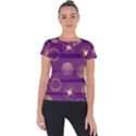 Background Purple Lines Decorative Short Sleeve Sports Top  View1