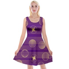 Background Purple Lines Decorative Reversible Velvet Sleeveless Dress