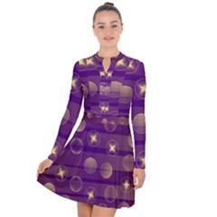 Background Purple Lines Decorative Long Sleeve Panel Dress by Pakrebo