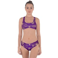 Background Purple Lines Decorative Criss Cross Bikini Set by Pakrebo