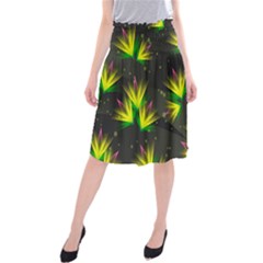 Background Floral Abstract Lines Midi Beach Skirt by Pakrebo