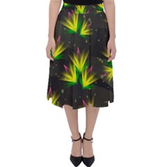 Background Floral Abstract Lines Classic Midi Skirt by Pakrebo