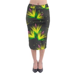 Background Floral Abstract Lines Midi Pencil Skirt by Pakrebo