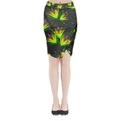 Background Floral Abstract Lines Midi Wrap Pencil Skirt by Pakrebo