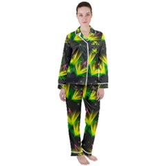 Background Floral Abstract Lines Satin Long Sleeve Pyjamas Set