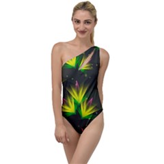 Background Floral Abstract Lines To One Side Swimsuit by Pakrebo