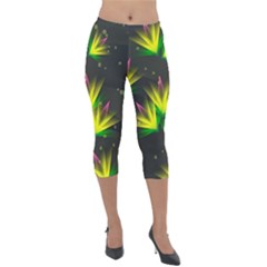 Background Floral Abstract Lines Lightweight Velour Capri Leggings  by Pakrebo