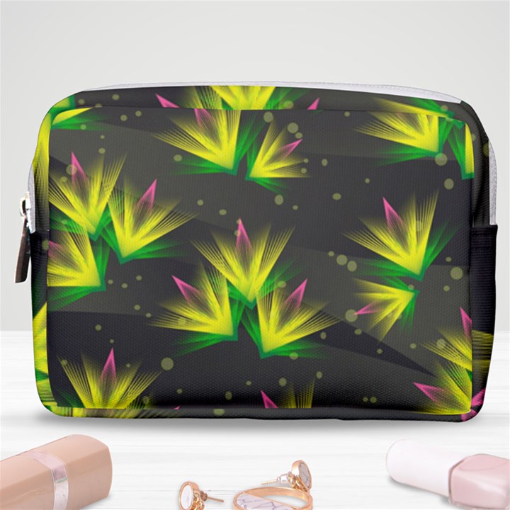 Background Floral Abstract Lines Make Up Pouch (Medium)