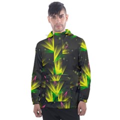 Background Floral Abstract Lines Men s Front Pocket Pullover Windbreaker