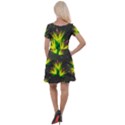 Background Floral Abstract Lines Cap Sleeve Velour Dress  View2