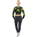 Background Floral Abstract Lines Long Sleeve Cropped Velvet Jacket View2