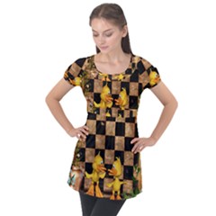 Cute Little Ducks Puff Sleeve Tunic Top by FantasyWorld7