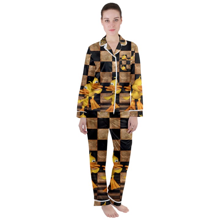 Cute Little Ducks Satin Long Sleeve Pyjamas Set