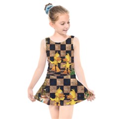 Cute Little Ducks Kids  Skater Dress Swimsuit by FantasyWorld7