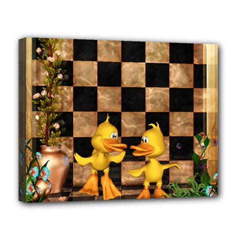 Cute Little Ducks Canvas 14  X 11  (stretched) by FantasyWorld7