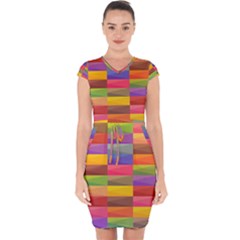 Abstract Background Geometric Capsleeve Drawstring Dress  by Mariart