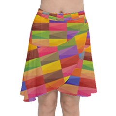 Abstract Background Geometric Chiffon Wrap Front Skirt by Mariart