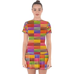 Abstract Background Geometric Drop Hem Mini Chiffon Dress